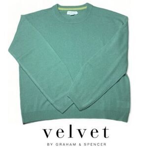 Velvet By Graham and Spencer Brynne Cashmere Crew Neck Sweater Sap Green XL‎